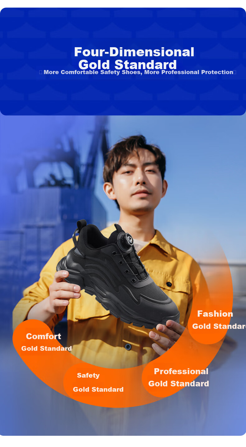 BlueOwl Shield Men's Insulated Summer Breathable Anti-Smash Toe Anti-Puncture Electrician Safety Work Shoes DL211TKB-1 Size 43 1