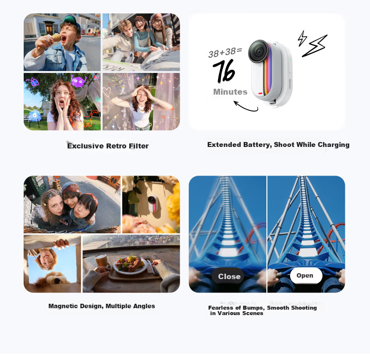 Insta360 GO 3S Vintage Player Limited Edition 4K Thumb Camera Trendy Street Photography Inspiration White 64GB 4