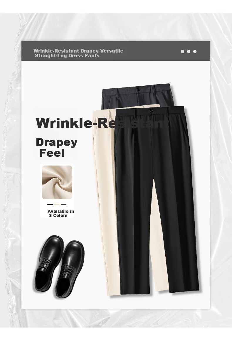 Jeanswest Casual Men's Spring Summer Loose Straight Wide-Leg Long Pants Comfortable Simple Versatile Commuter Trousers Unisex 3