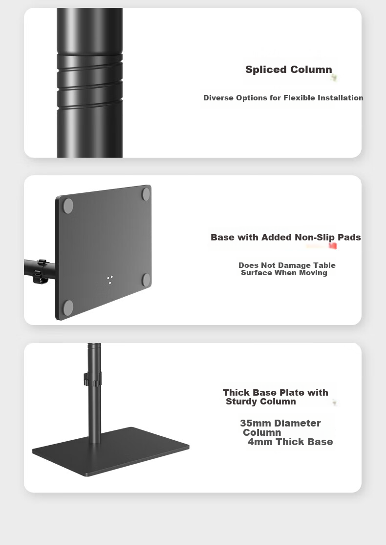 HILLPORT 17-43 Inch Monitor Stand 60cm Height Adjustable TV Riser Desktop Stand No Drilling Rotatable Enlarged Base DZ40 9
