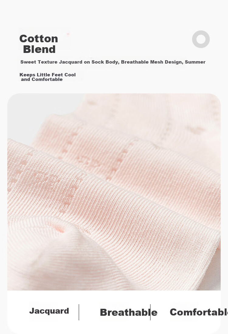 Balabala Girls' Summer Mesh Breathable Thin Mid-Calf Socks Sweet Bow Cotton Stretch 2 Pairs Set 1