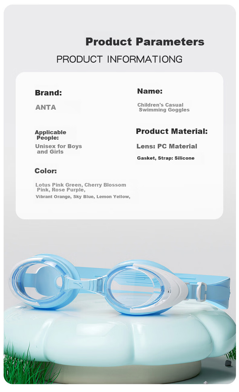 ANTA Kids Swimming Goggles and Swim Cap Set, Unisex Children Anti-Fog Waterproof Protective Professional Training Swim Gear 9