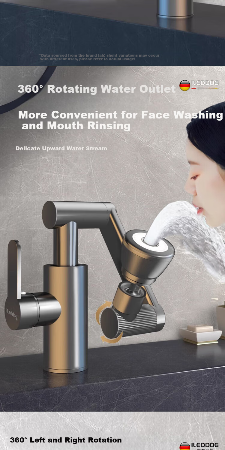 ILeddog [Germany] Mechanical Arm Universal Faucet Basin Hot and Cold Kitchen Bathroom Household Fortune Cat MPLT-ZCM 8