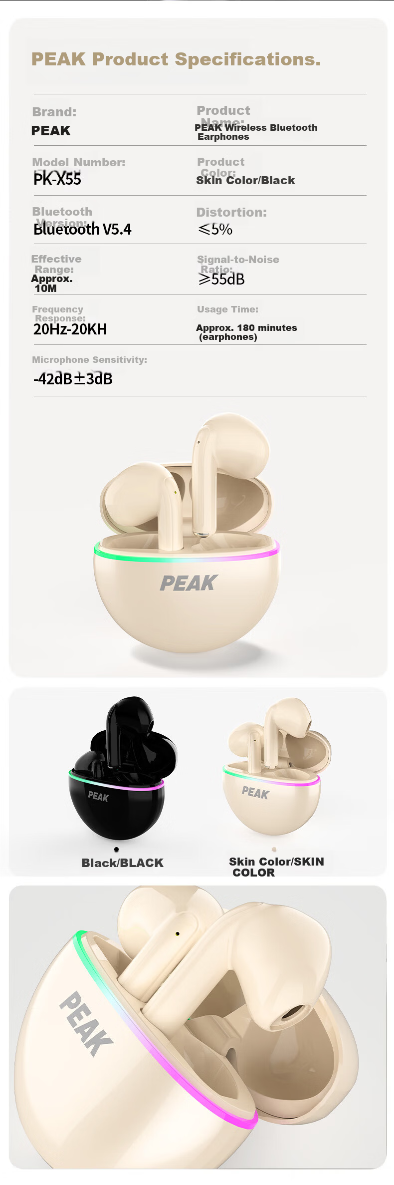 PEAK Bluetooth Ear Clip Open Bone Conduction Headphones Custom Tuned Sports Call Compatible with Apple Huawei Phones New This Month 15