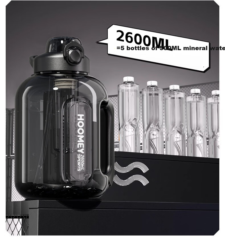 HOOMEY Large Capacity Sports Water Bottle Tritan Plastic Cup with Measurement Scale and Straw Outdoor Sports Flask 5