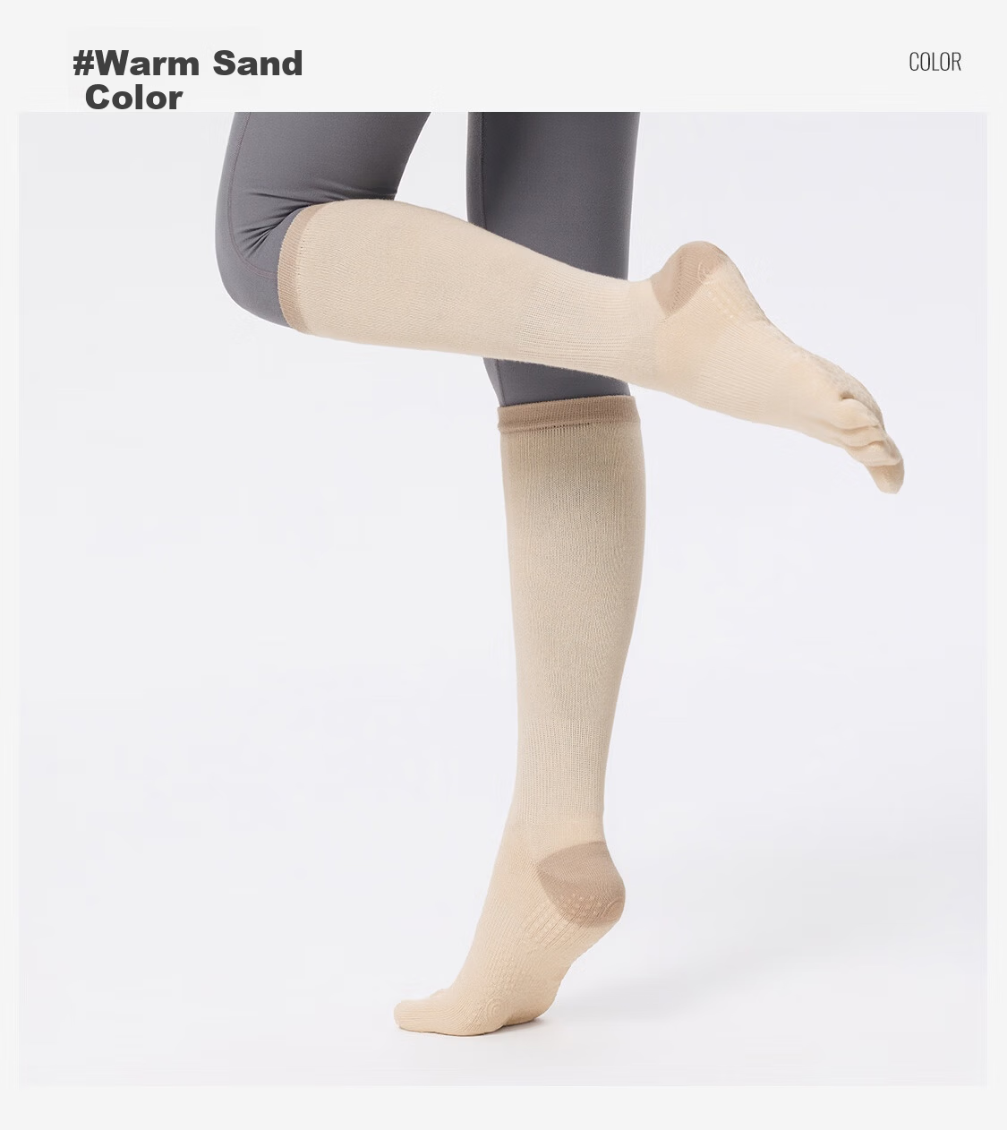 Keep Mid-Calf Yoga Socks Five-Toe Non-Slip Finger Separation for Women Indoor Floor Sports Dance Pilates Mint Green 10