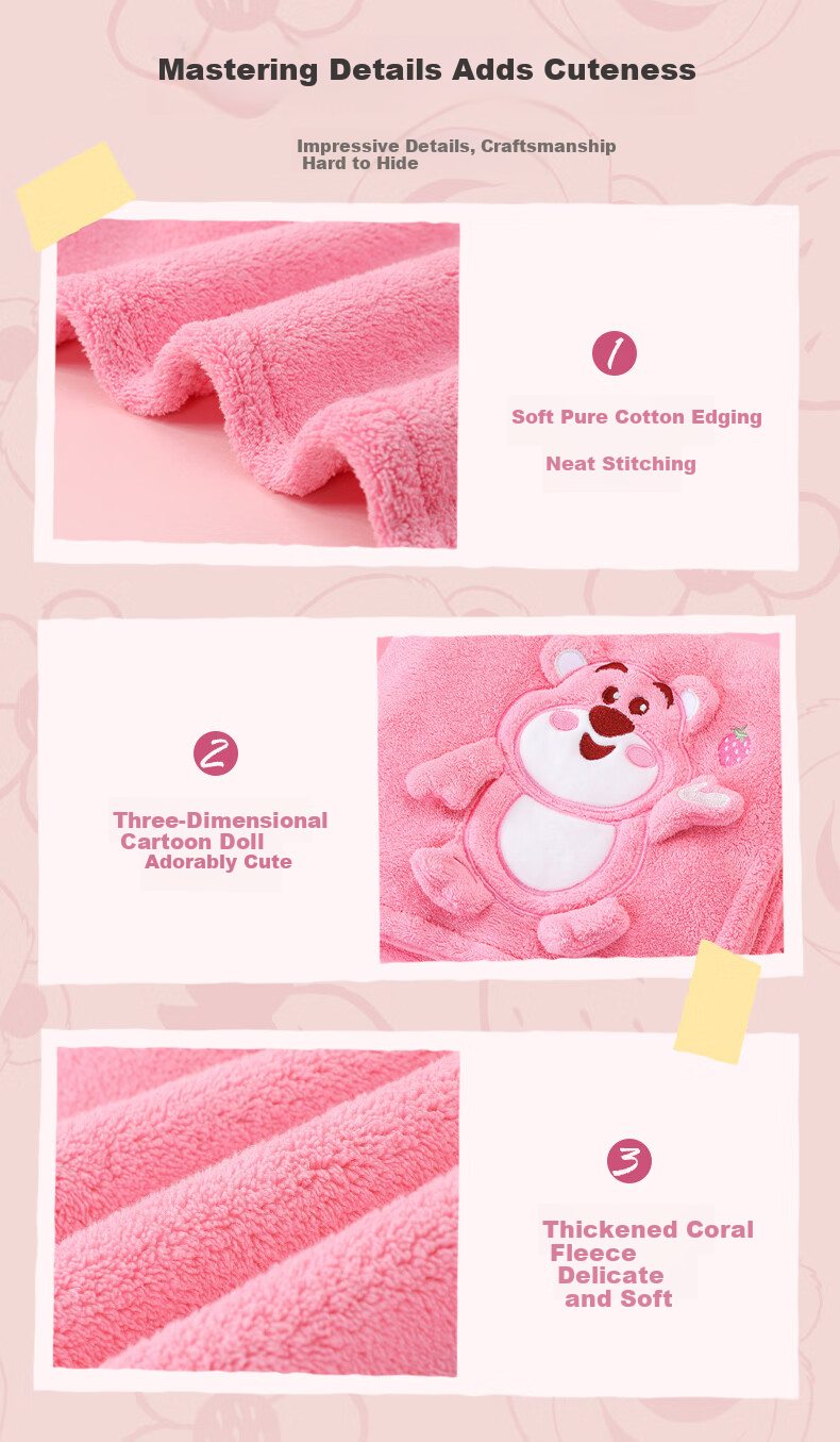 Disney Kids Girls Absorbent Cute Cartoon Coral Fleece Bath Towel 6-12 Years Thick Skin-Friendly Wrap Sports 11