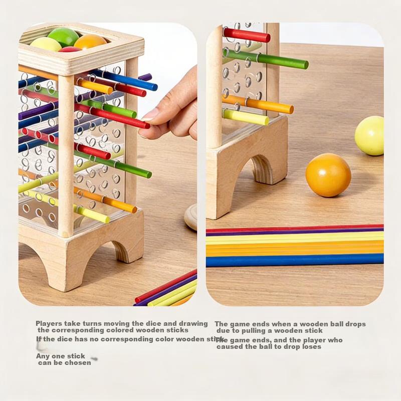 Lankupa Wooden Stick Game Montessori Early Education Board Game 3-6 Years Old Children's Educational Toy Boys Parent-Child Interaction Birthday Gift 10