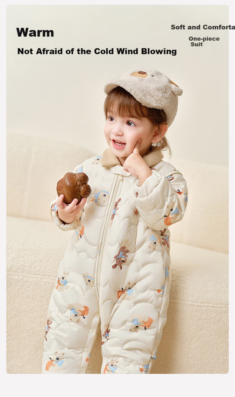 BALABALA Baby Winter Fleece Lined Thickened Romper Jumpsuit for Boys and Girls Toddler Infant Kids 1