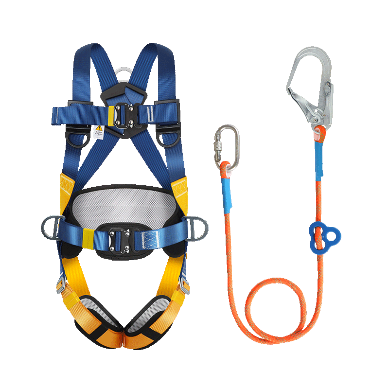 Locroyon 5-Point Safety Harness High-Altitude Work Full-Body Fall Protection National Standard Safety Belt Single Small Hook 1.8m (Jingcang Flash Delivery)