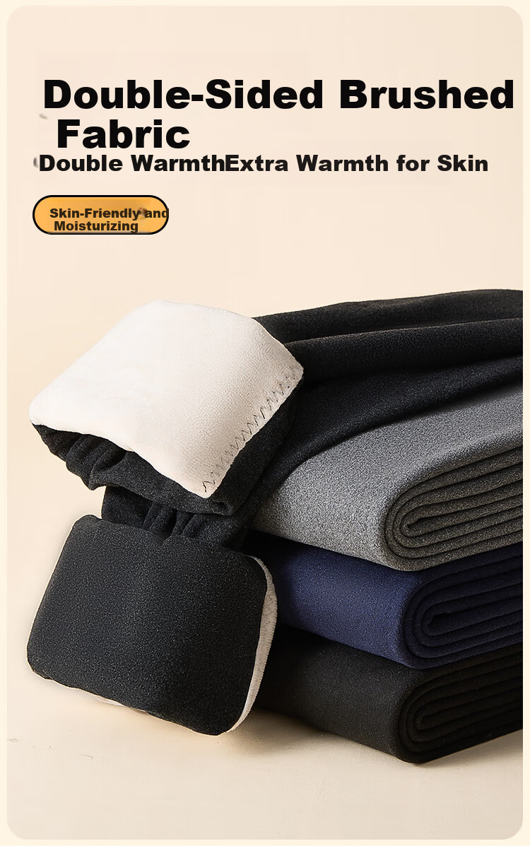 MiiOW Men's Thermal Pants with Cashmere and Silk, Thickened Autumn and Winter Base Layer Wool Pants, Black XL 4