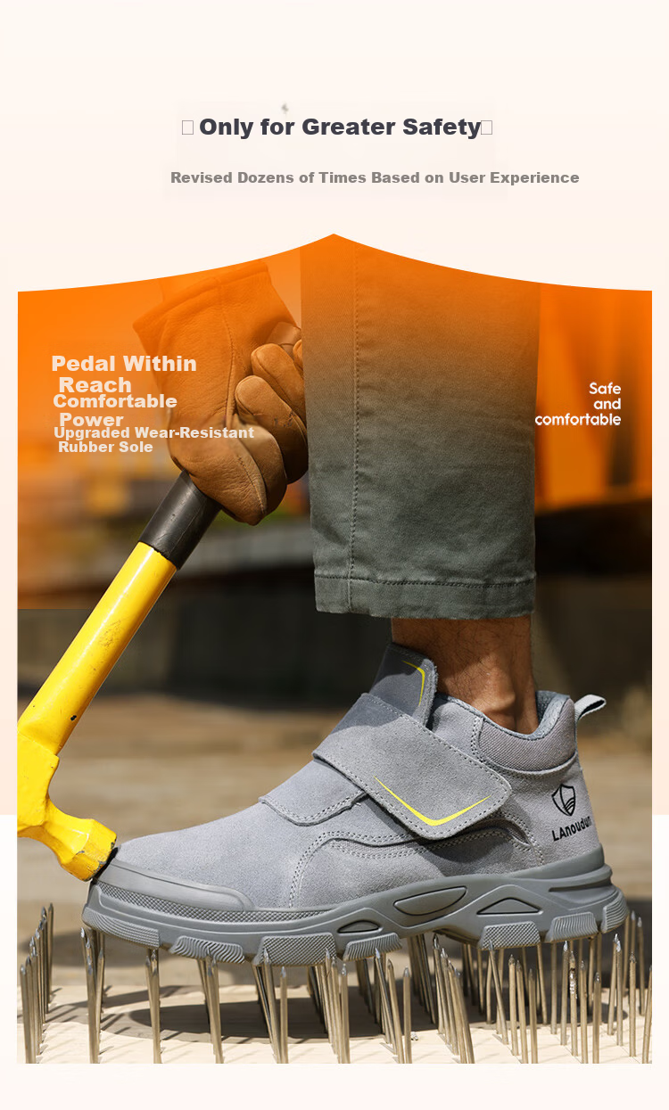 BlueOwl Shield Men's Labor Protection Shoes Welding Anti-Smash Toe Anti-Puncture Safety Soft Sole Lightweight Work Shoes D229YW-1 Size 45 4