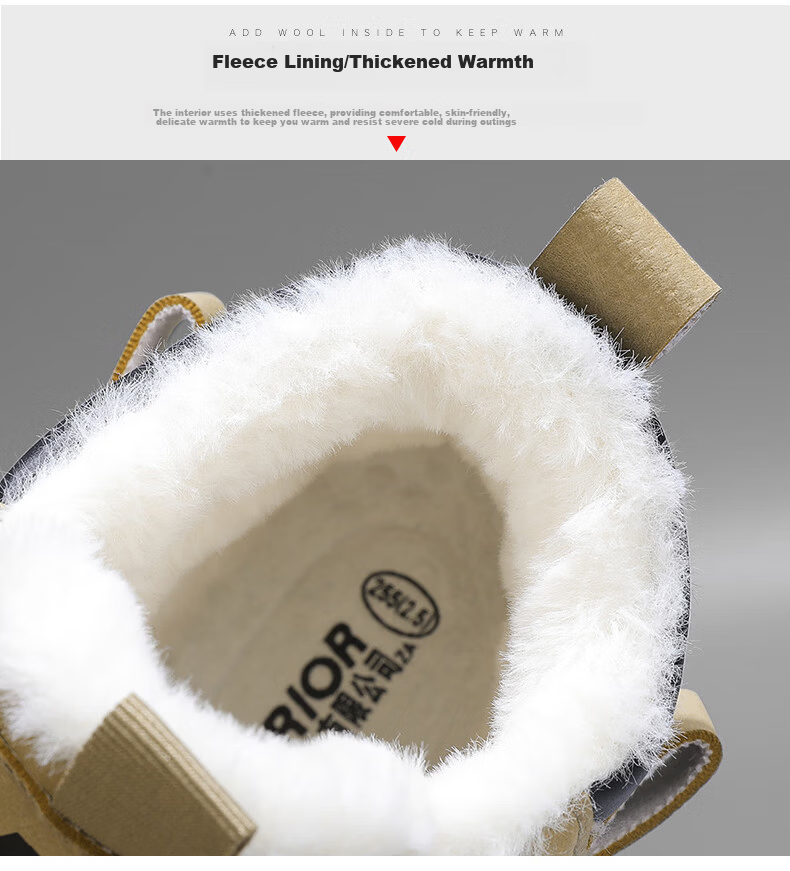 Warrior Men's Martin Boots 2025 Autumn Winter New Men's Fleece Warm Work Snow Cotton Boots Khaki 43 5