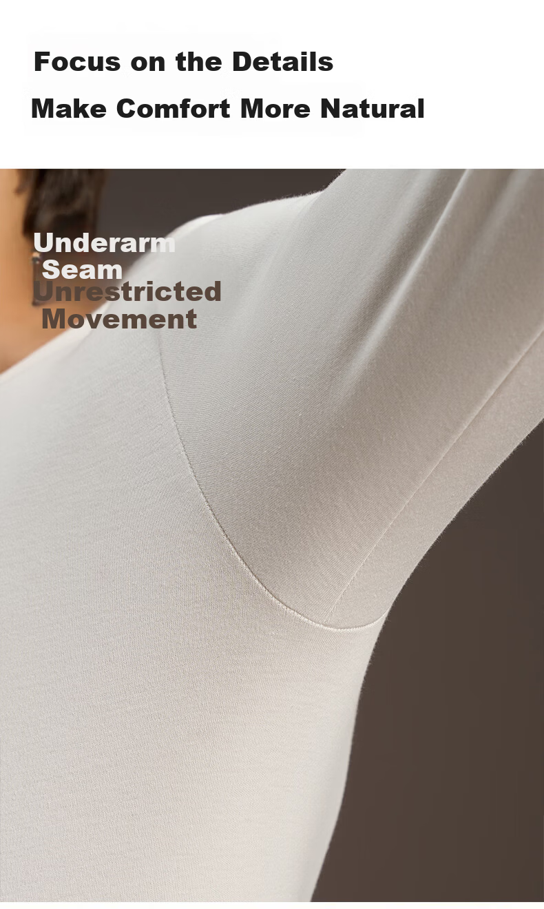GUJIN Men's Thermal Underwear 100% Cotton Class A Autumn Winter Set 10A Antibacterial Base Layer Cotton Sweater 13