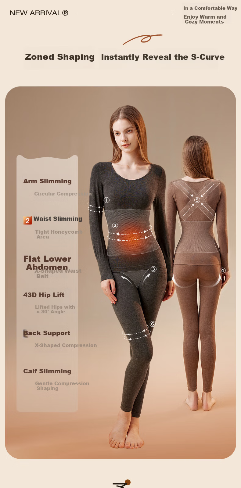 Miiow Women's Slimming Wool Thermal Underwear Set Autumn Winter Warm Base Layer 2