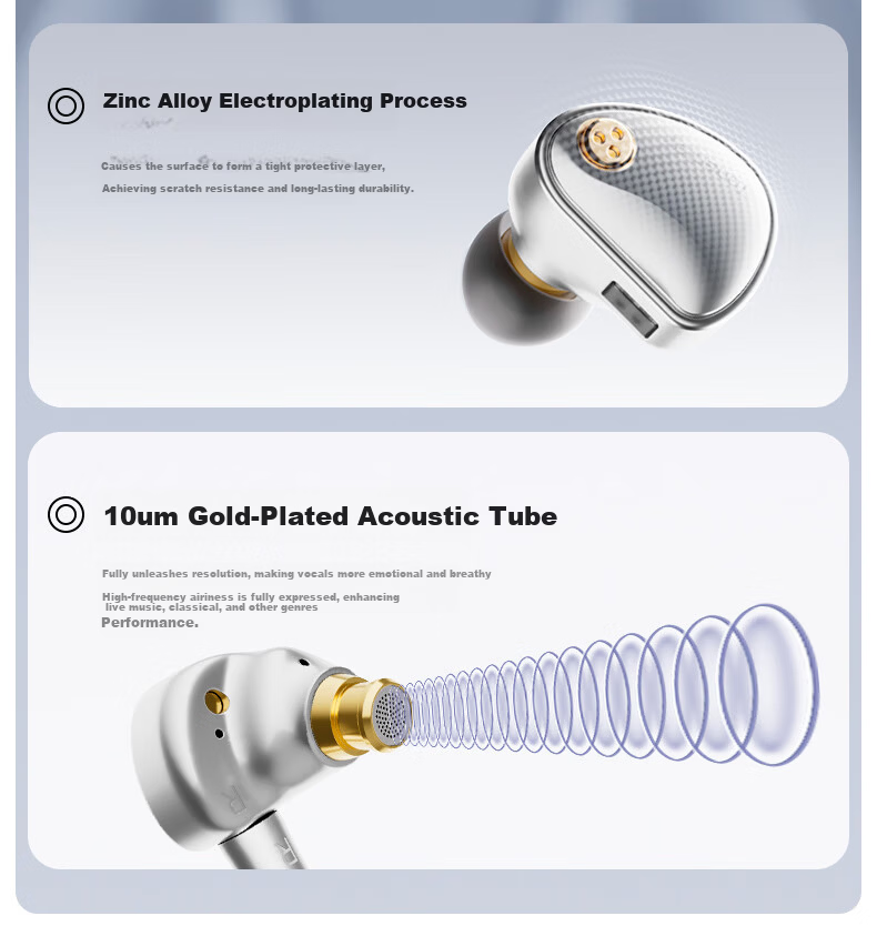 Tonemay Yunmian HiFi In-Ear Wired Earphones High-Resolution Audiophile Sound Delta Action Gaming with Mic Sound Card Noise-Cancelling Monitoring Microphone 1-to-2 Adapter Cable 1m 11