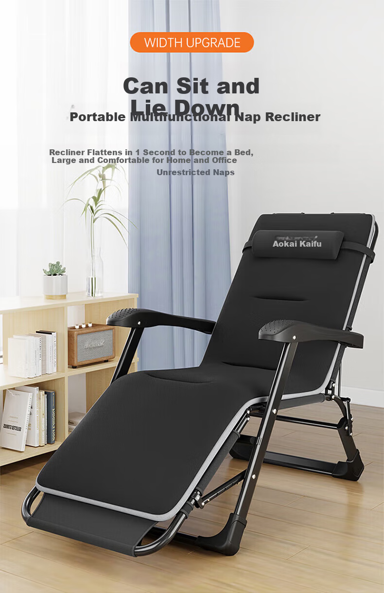 OKeefe Folding Bed Recliner Single Office Nap Bed Folding Chair Nap Chair Camp Bed Nap Sleeping Bed Sit and Lie 1