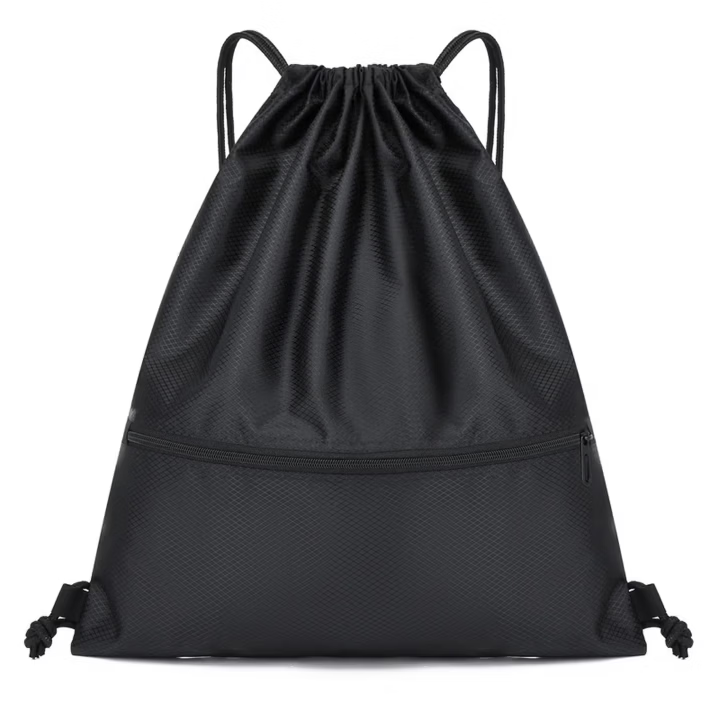 EEKIKS Drawstring Cinch Travel Backpack Running Sports Beach Outdoor Portable Storage Shoulder Bag Black