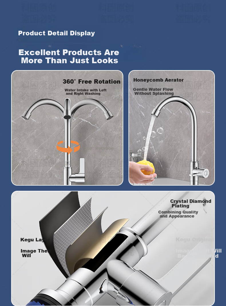 KEGOO Kitchen Single Cold Water Faucet Sink Basin High-Arc Rotatable Tap K2041 4