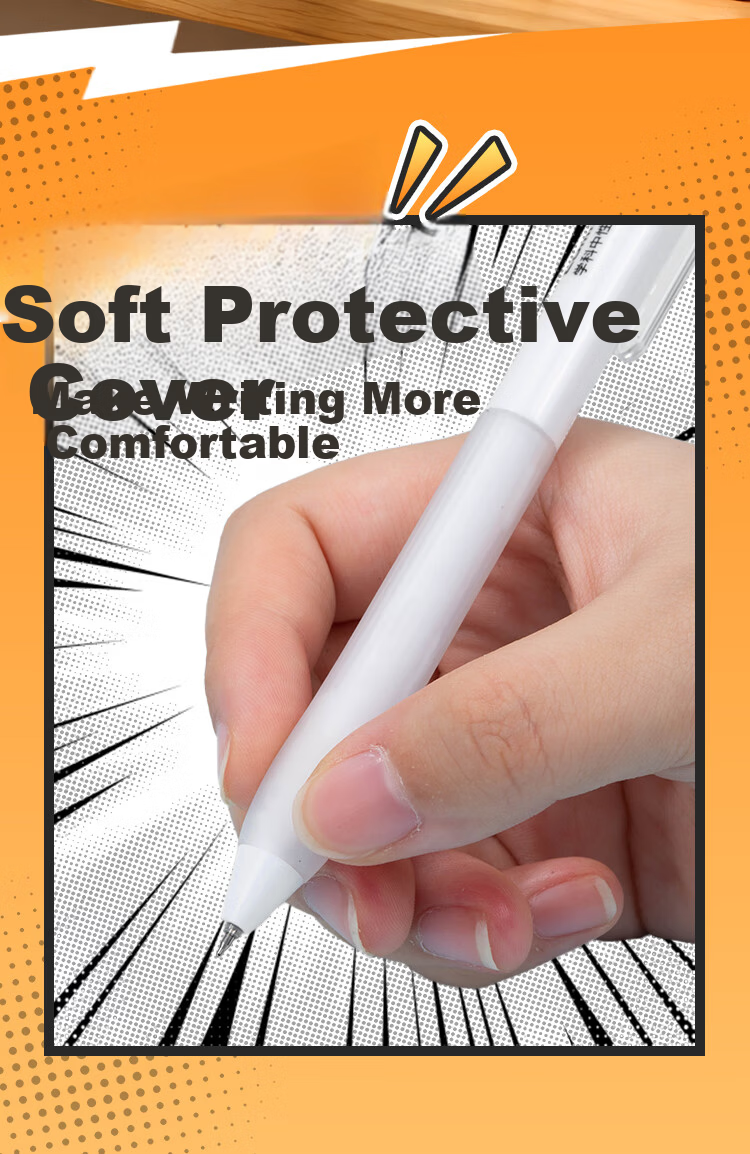 Comix Quick-Dry Retractable Gel Pen ST Tip Large Capacity 0.5mm Exam Pen Set Black 4pcs/Box EB985 8