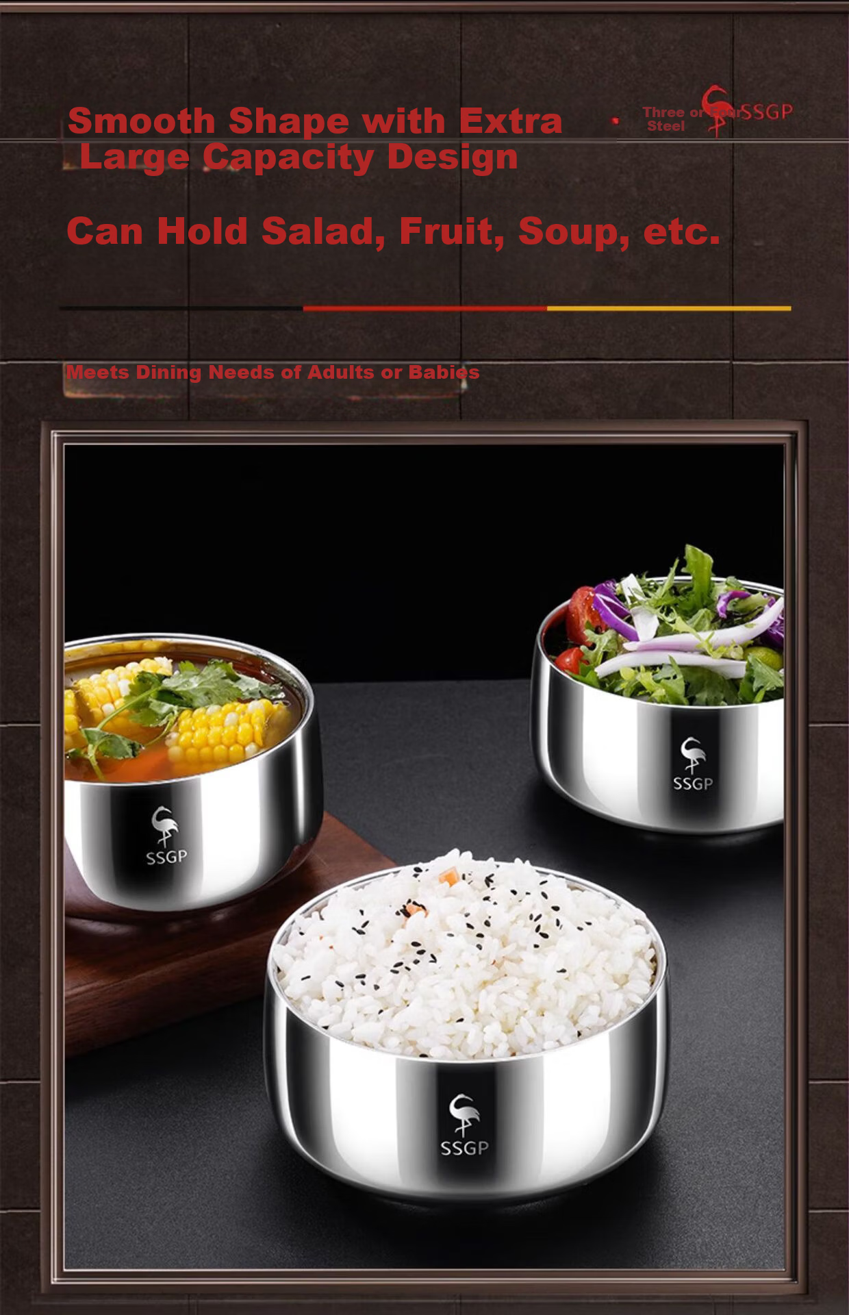 SanSi Steel Food-Grade 316 Stainless Steel Insulated Heat-Resistant Durable Soup Bowl for Adults - No.1 Member Store 13