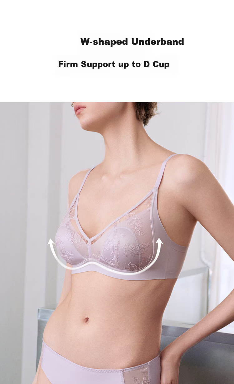 Ubras Yu Shuxin Sunlight Vanilla Lace Bunny Ear Cup Large Bust Minimizing Wireless Bra Mother's Day Edition 6