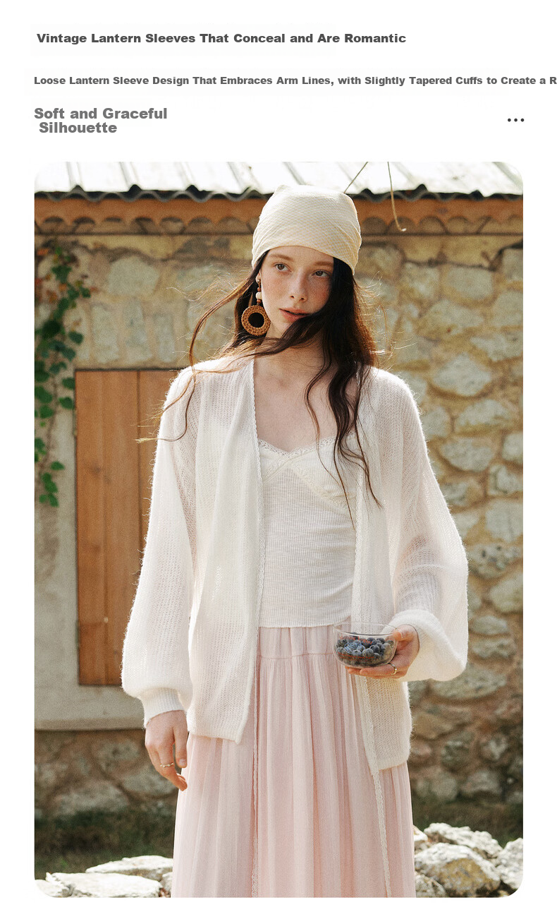 Olrain Women's Loose Deep V-Neck Knit Cardigan Sweater Spring New Long Sleeve Top Jacket White M 9