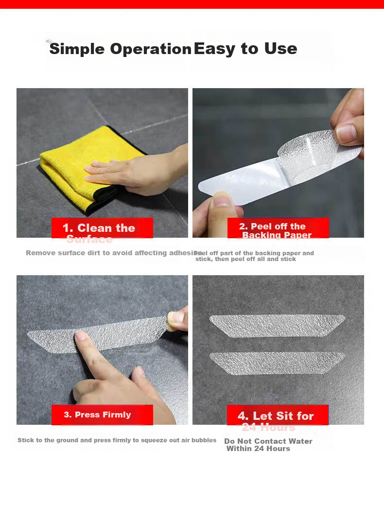Oumai Bathroom Non-Slip Stair Step Anti-Slip Tape Transparent 2*38cm 12-Pack 8