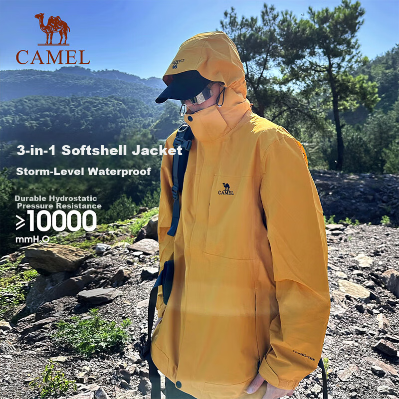 CAMEL 3-in-1 Waterproof Windproof Outdoor Hiking Mountaineering Jacket Unisex