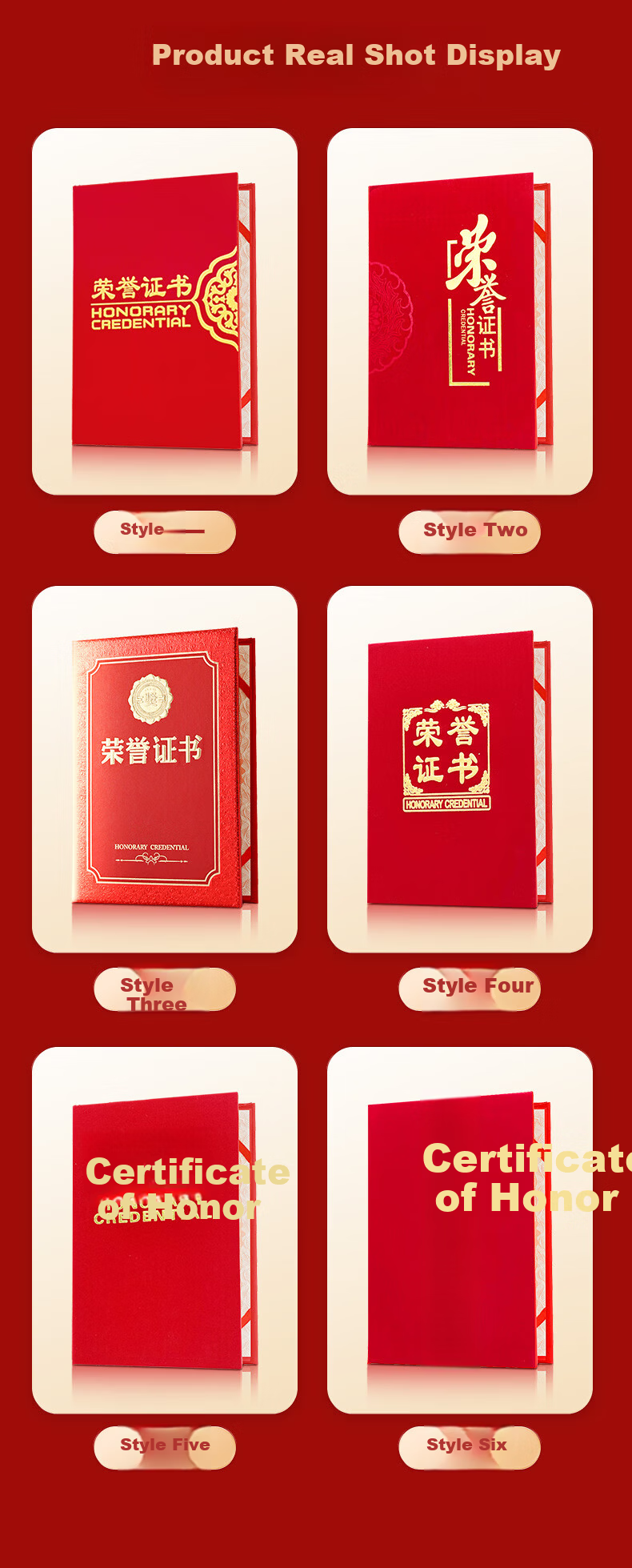 Zhijing Velvet Classic Honor Certificate Cover 12K 10-Pack Customizable Award Certificate Holder with 20 Inner Pages Velvet Award Cover 9