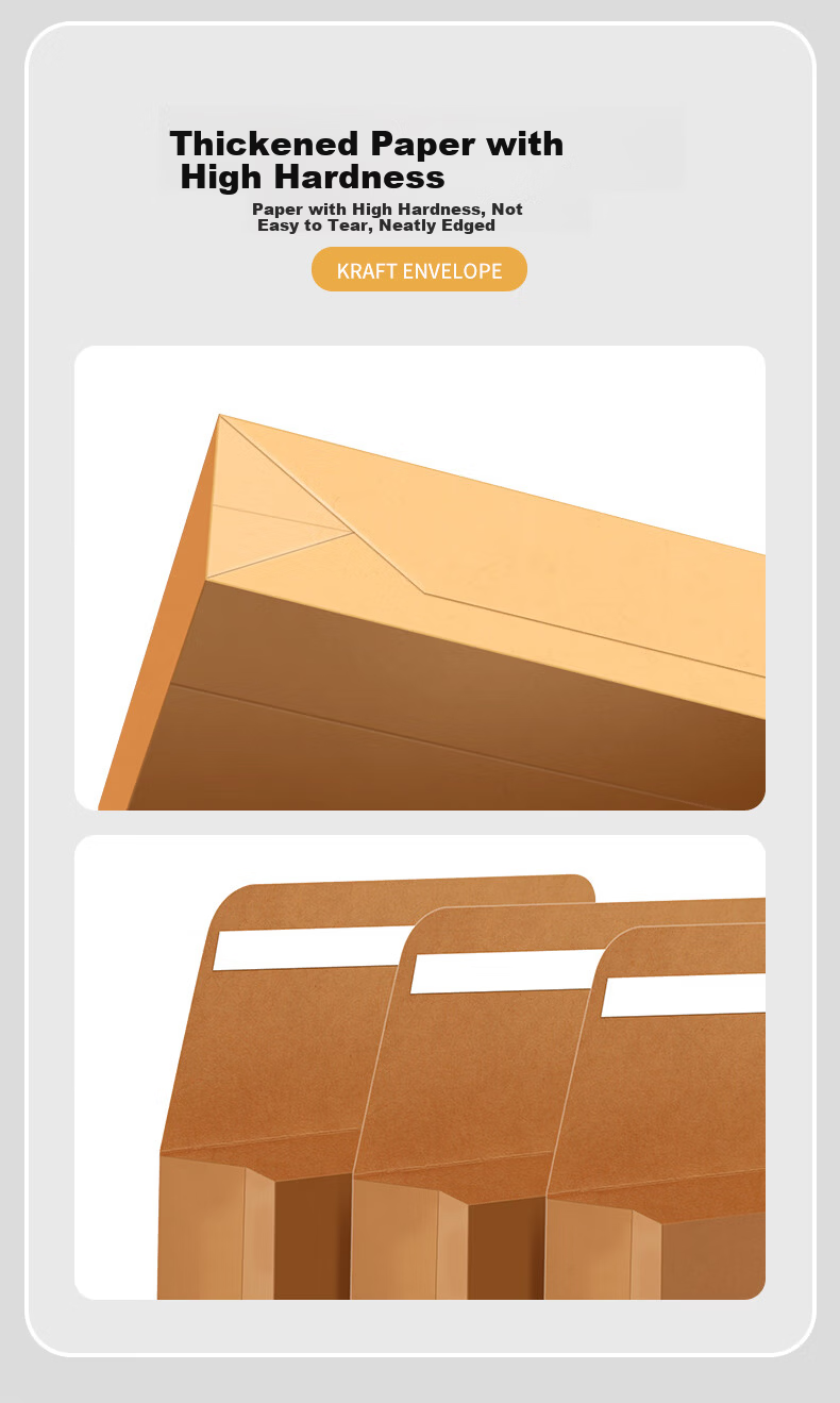 Mingyu Envelope Cash Bag Kraft Paper Storage Bag Thickened Money Salary Year-End Bonus Red Packet Ten Thousand Yuan Money Sleeve File Storage Bag Large Size 10-Pack 5