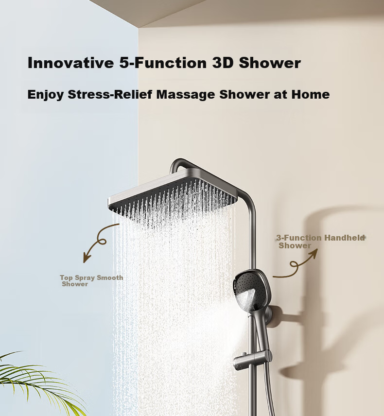 JOMOO Shower Set with Piano Key Massage Spray Gun, Descaling Top Water Spray, Yu Spirit Shower Head 36668-882/1B-1 10