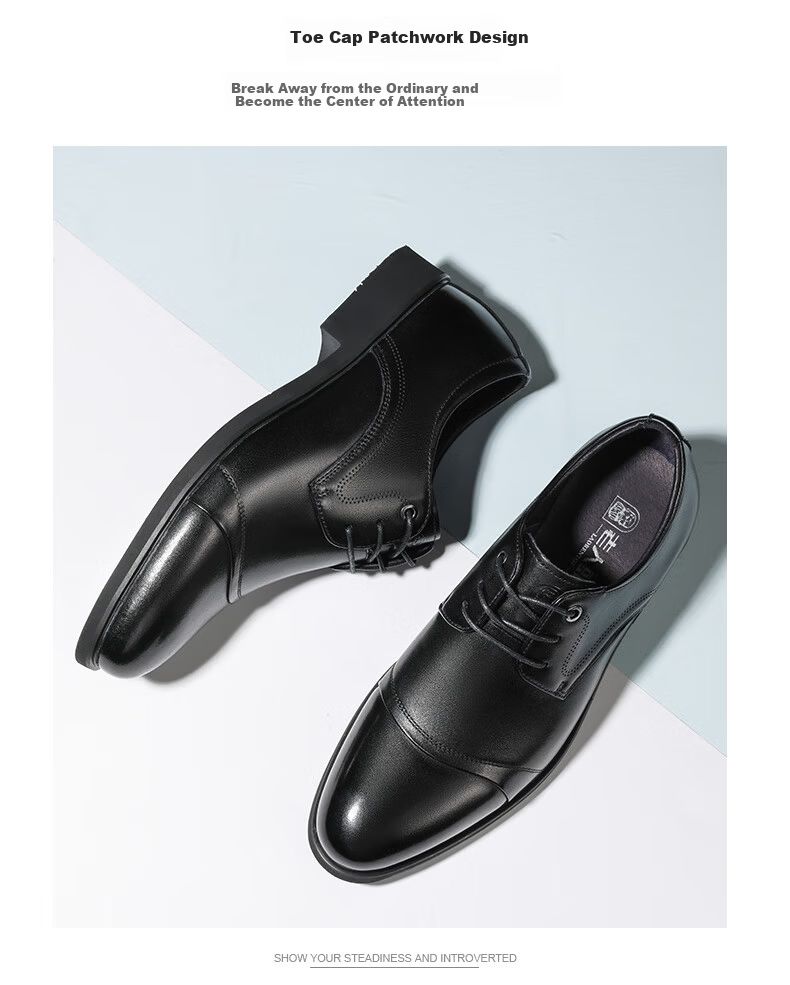 LAORENTOU Pointed Toe Leather Shoes for Men, Casual Soft-Soled Formal Business British Style Work Shoes, 200240 Black Hollow-Out, Size 40 10