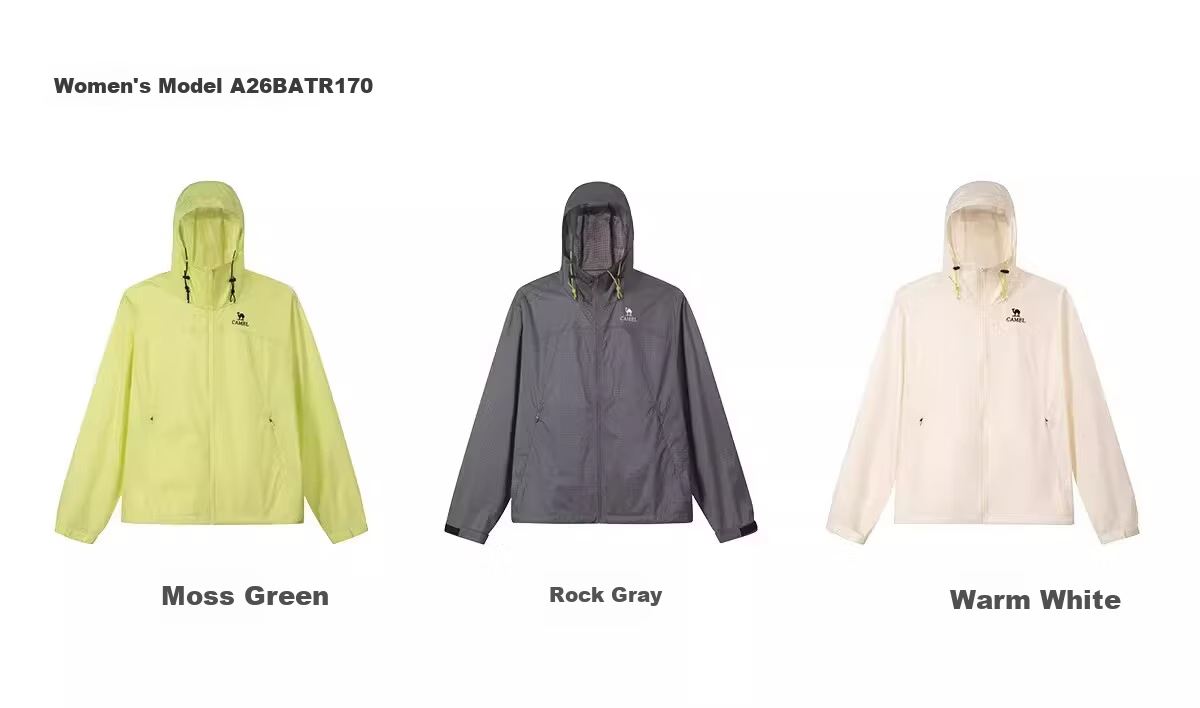 CAMEL Outdoor Sun Protection Jacket 2026 Spring Summer New Breathable Hooded Windproof Water-Repellent Durable Sports Jacket for Women R170 20