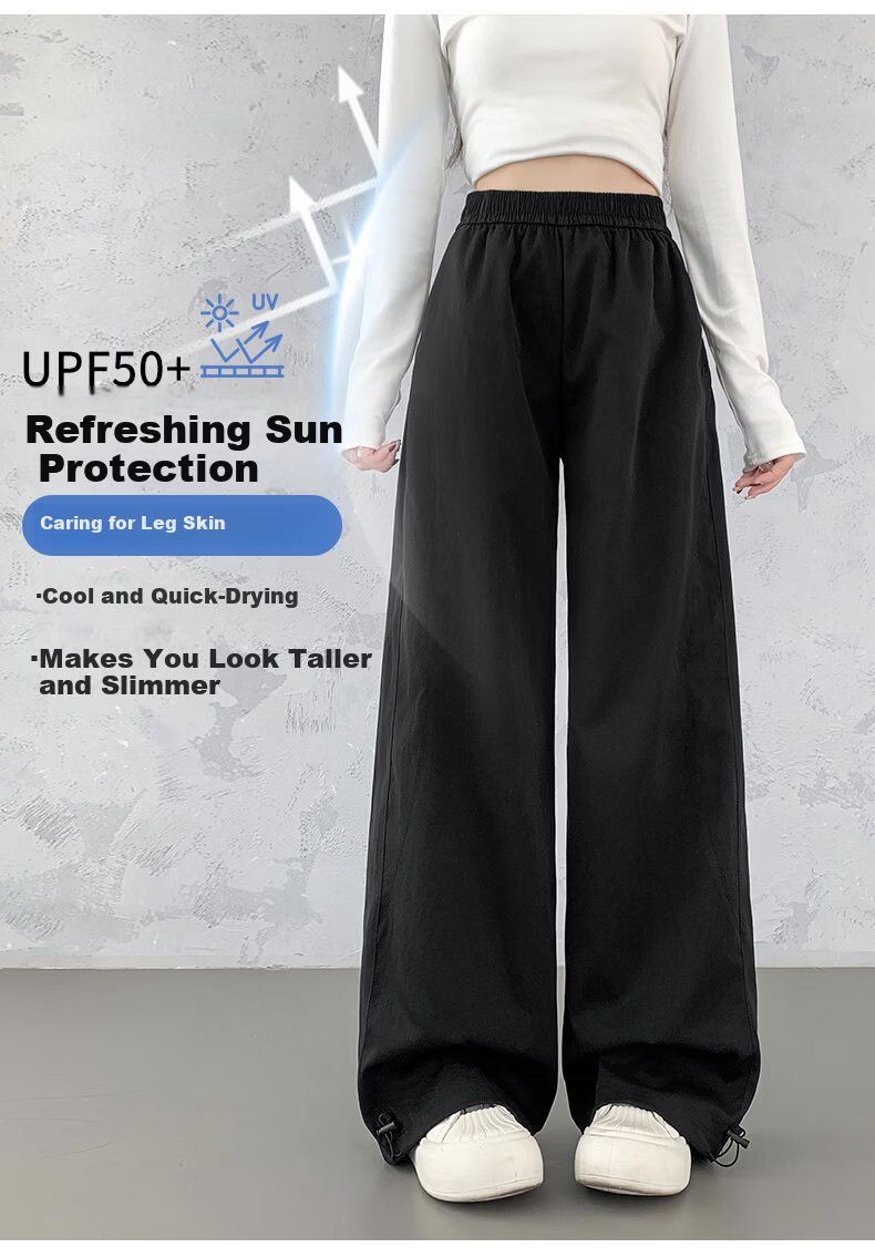 Borui Women's Casual Pants Spring Autumn American Style High Waist Hip Lift Wide Leg Quick-Dry Cargo Pants Straight Leg Sports Paratrooper Pants 17