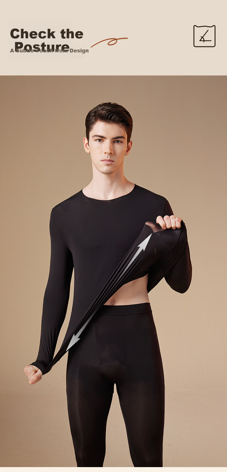 MiiOW 2025 New Ultra-Thin Hyaluronic Acid Base Layer High Elastic Skin-Friendly Men's Beauty Invisible Mask Autumn Shirt and Pants 12