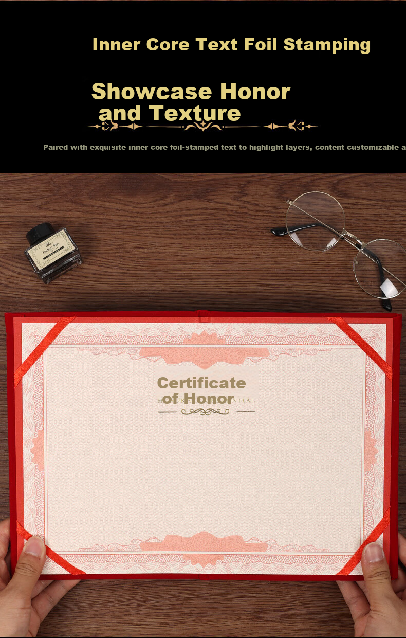 Elifo 10-Pack Red Velvet Honor Certificate Covers with Core, 12K Custom Blank Award Certificate Paper, Training Commendation Certificate Paper, Printable, 20 Sheets A4 Inner Pages 12