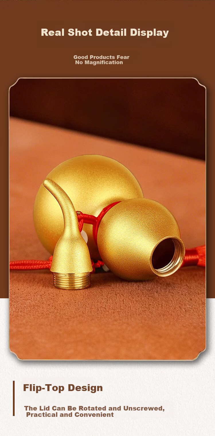 Bin Yue Copper Gourd Pendant Open Hollow Brass Matte Gold Gourd Ornament Small Copper Entryway Decoration Living Room Ornament 8