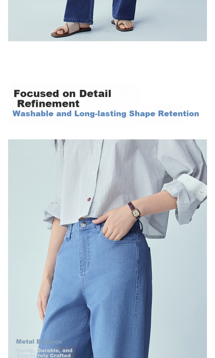 Giordano Women's Pants 2026 Summer New Washed Slightly Stretchy Mid-Rise Straight-Leg Jeans 13416336 8