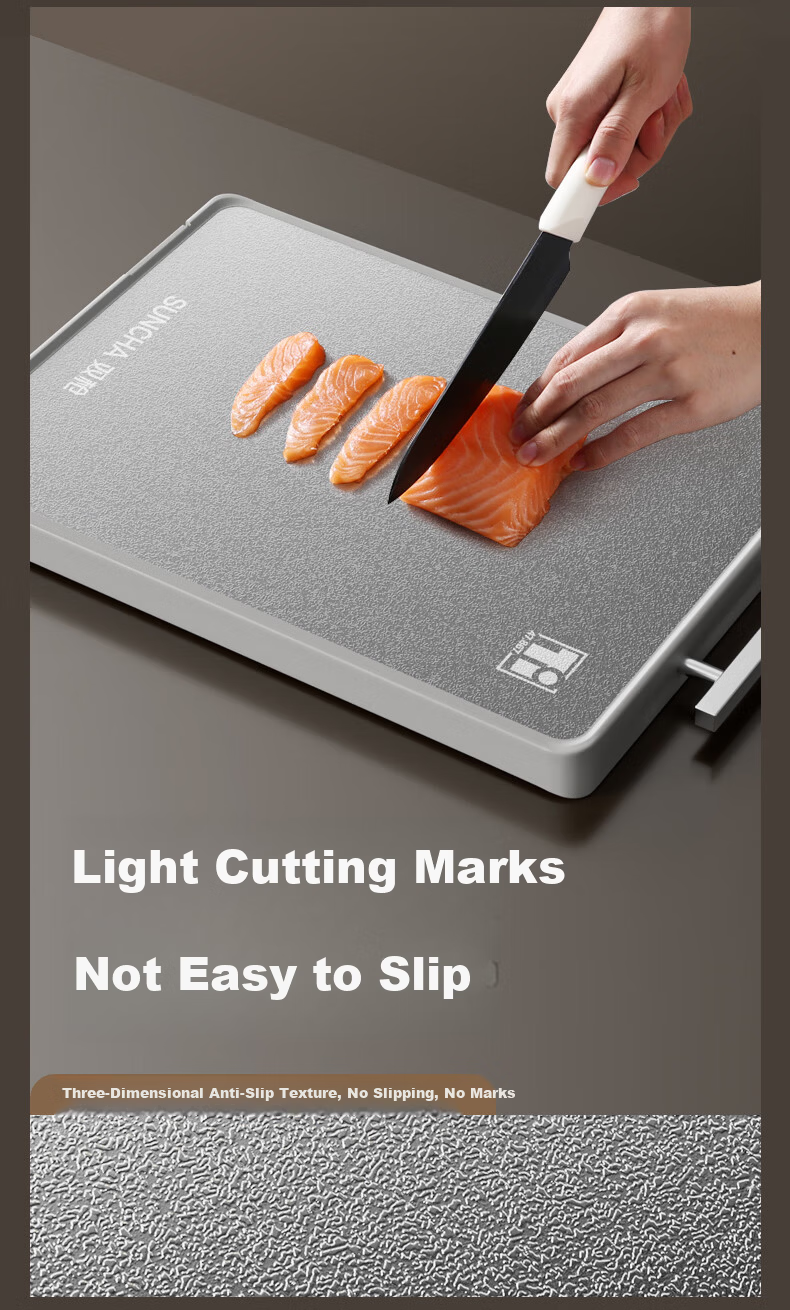 Shuangqi Double-Sided Cutting Board Pure Titanium Material Food-Grade Antibacterial and Mildew-Resistant Household Vegetable Chopping Board 43.5*29.5*1.8cm 11