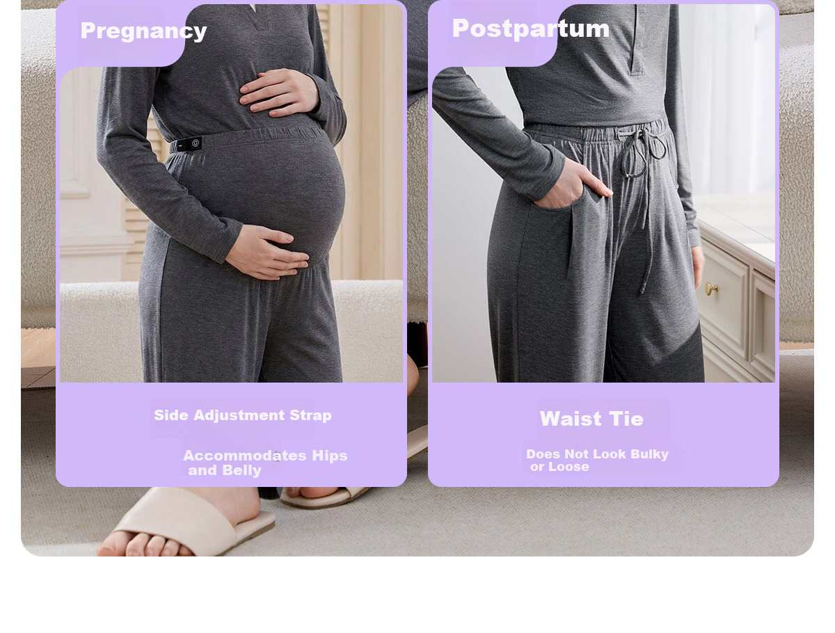 JOYNCLEON Bamboo Fiber Maternity Pajamas Spring Summer Nursing Postpartum Pregnancy L jyz204870 12