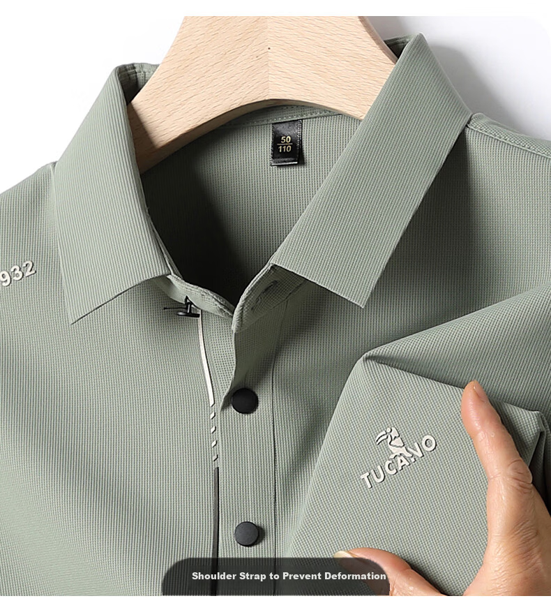 TUCANO Men's Short Sleeve Summer Ice Silk Quick-Dry Polo Shirt Breathable Stretch Business Casual Top 5
