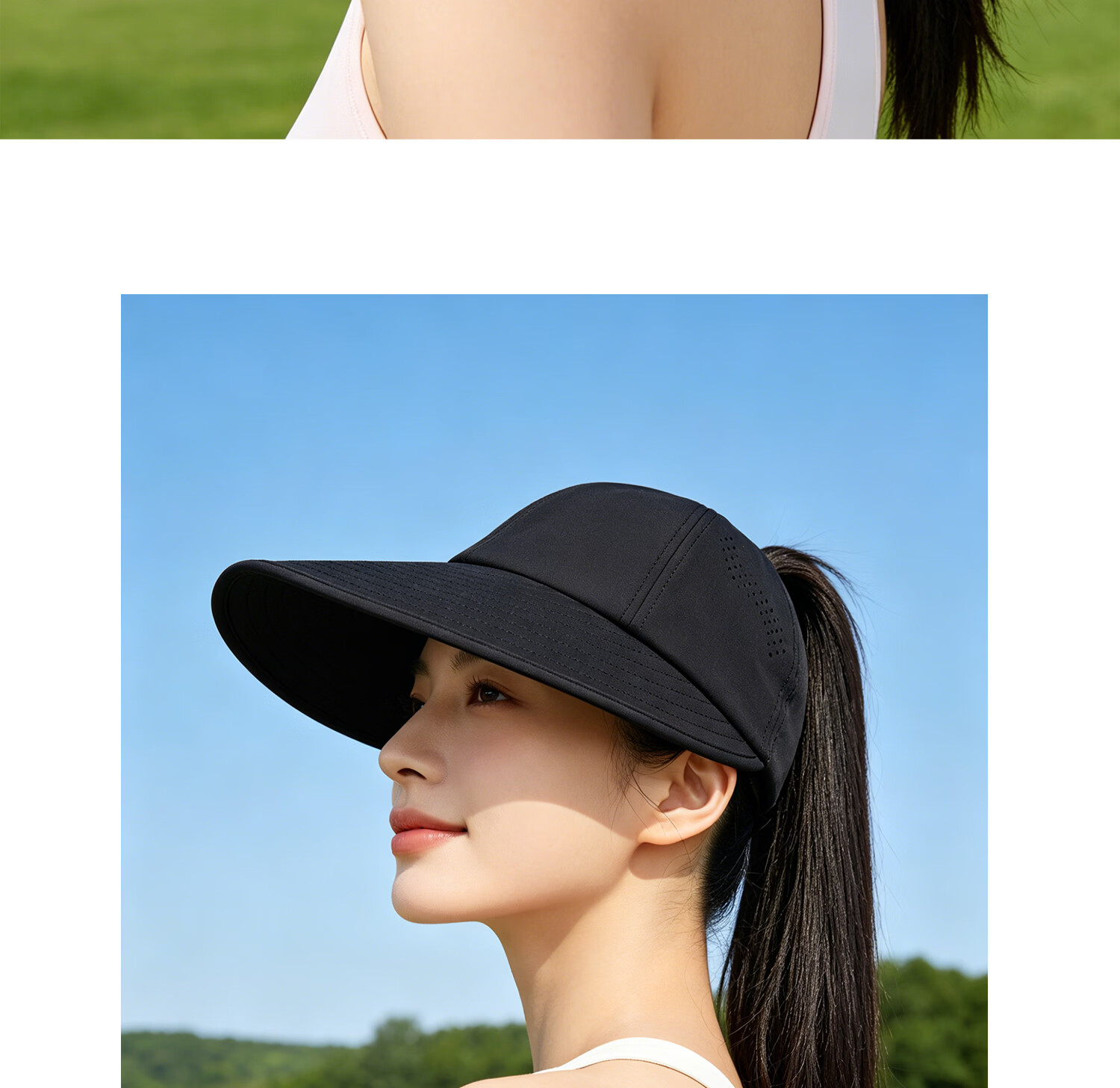 FANCET Women's Summer Sunshade Hat Large Brim UV Protection Sunscreen Outdoor Golf Baseball Cap Cooling Ponytail Hat 31