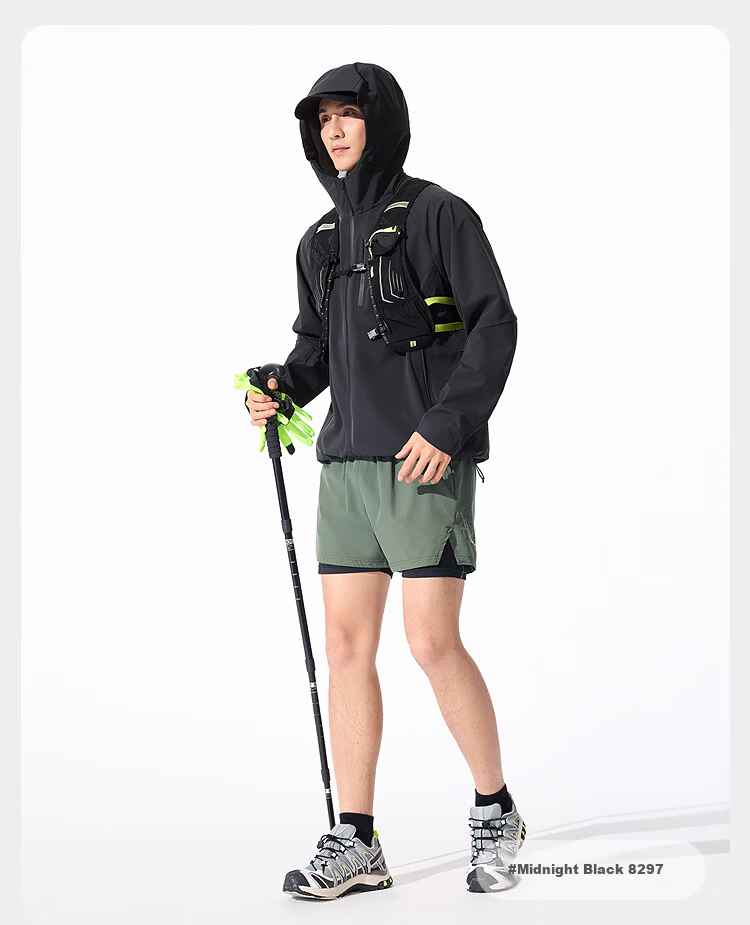 BOSIDENG Spring Summer Urban Lightweight Outdoor Men's Hooded Windproof Waterproof Sun Protection Softshell Functional Jacket 23