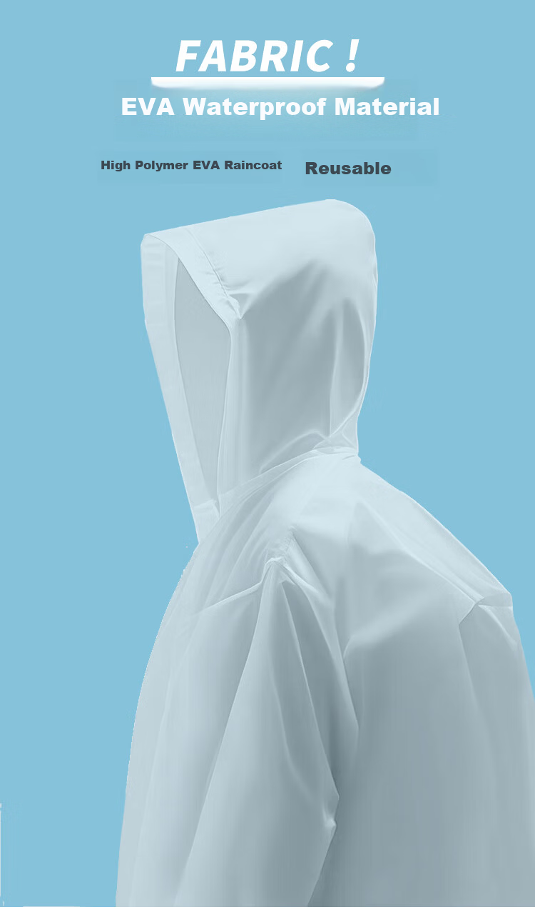 Disguiser Adult Raincoat Disposable Portable EVA Frosted Thickened Long Hooded Outdoor Hiking White Full-Length Rain Poncho 4
