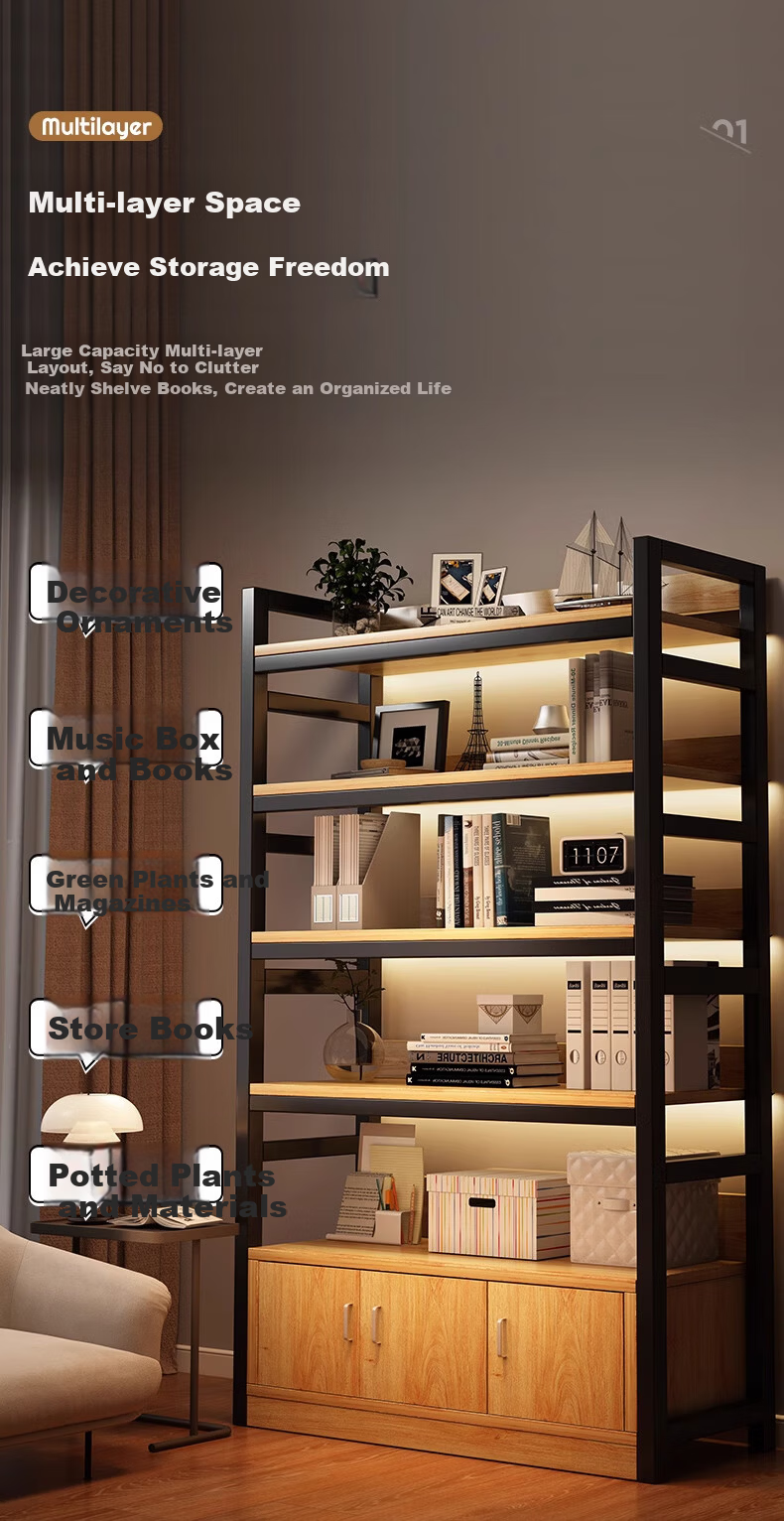 MSFE Steel Bookshelf Storage Rack Floor-standing Wall-mounted Multi-layer Display Shelf Six-tier 80*32*190cm 15