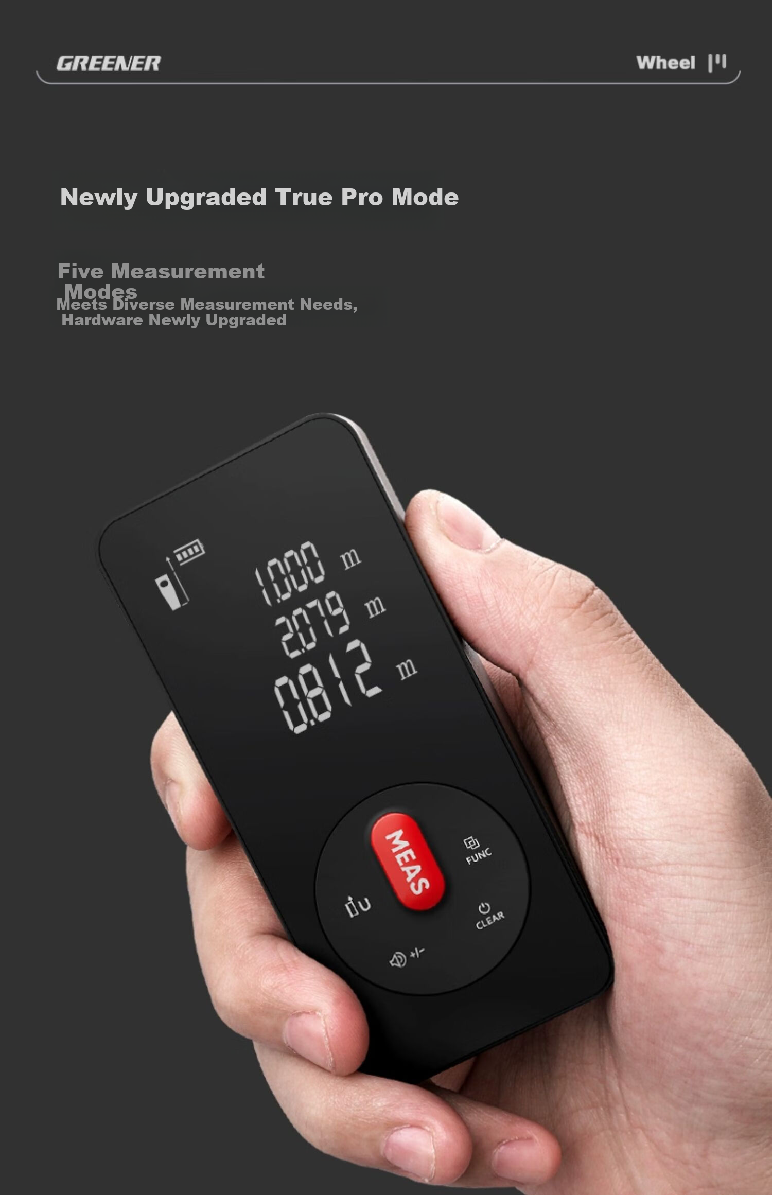 GREENER Laser Distance Meter High-Precision Infrared Handheld Room Measuring Device Upgraded Model with Backlit Screen Waterproof Dustproof 50m 9