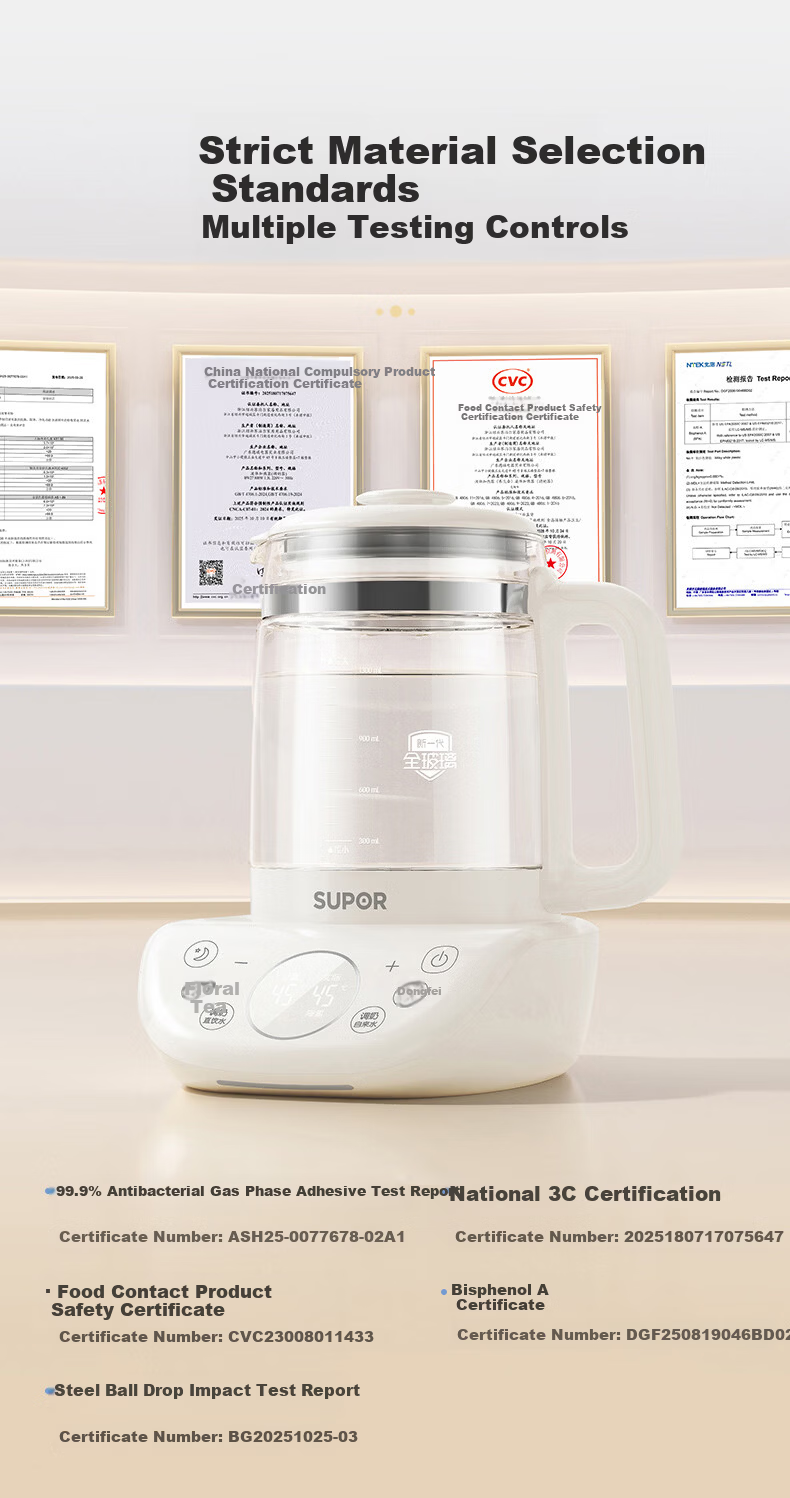 SUPOR Baby Bottle Sterilizer and Dryer All-Glass Feeding Station Thermostatic Kettle Infant Milk Preparation BW016B 6