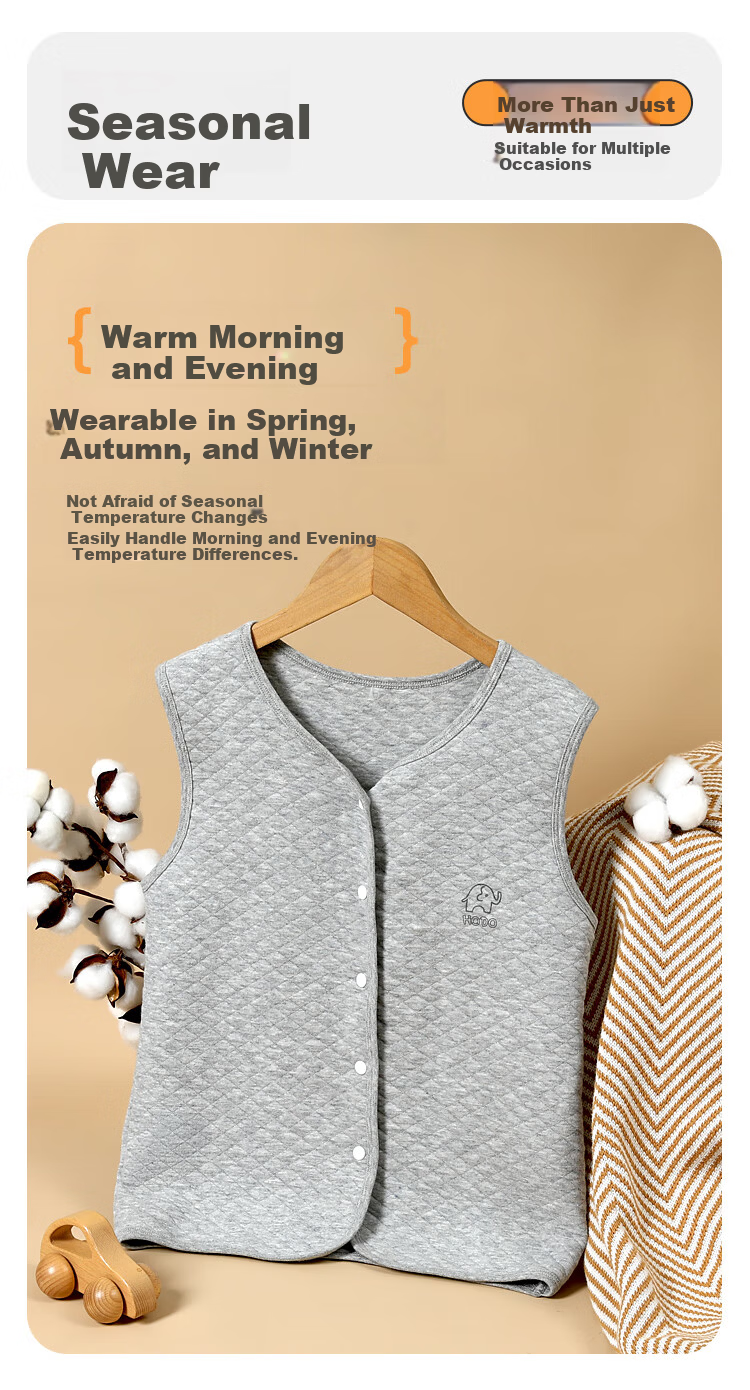 Hodohome Kids Warm Vest Girls A-Class Pure Cotton Three-Layer Quilted Thickened Air Layer Sleeveless Jacket Vest 370 140 3