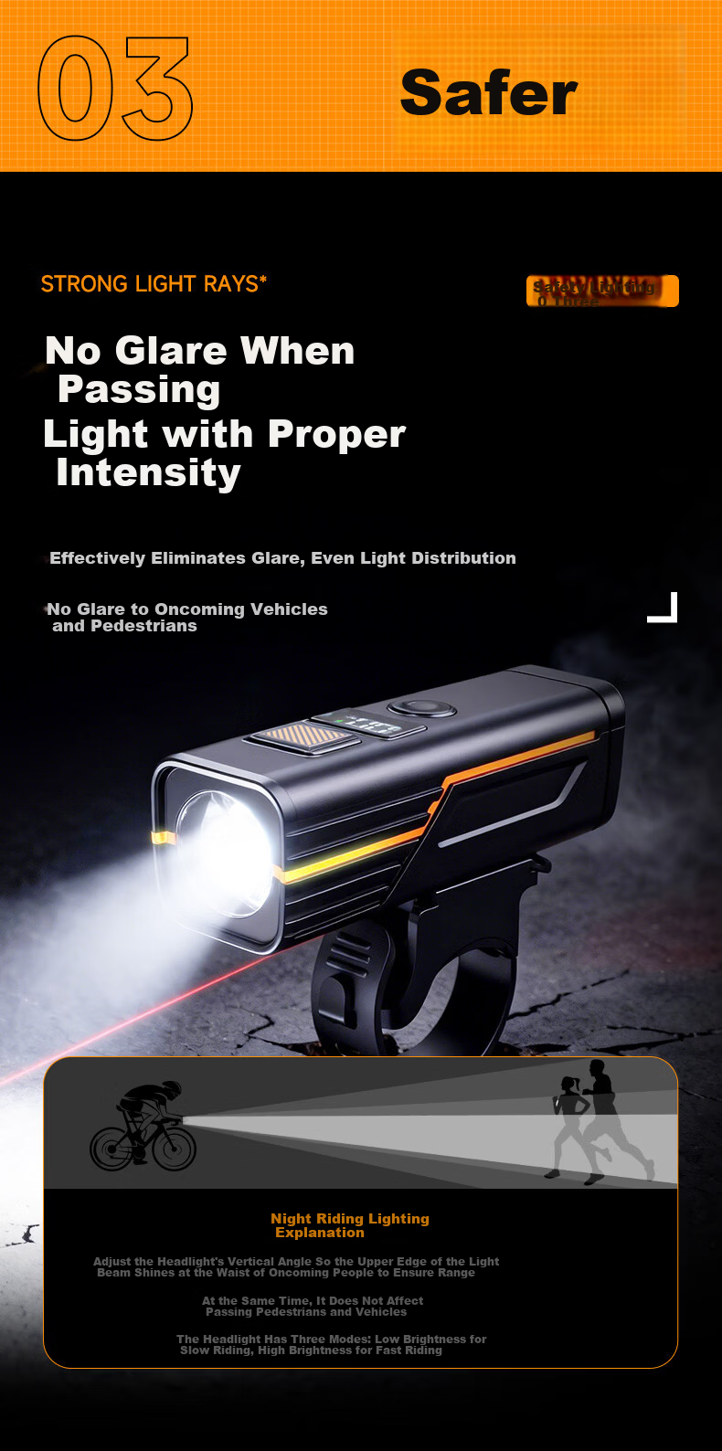 Huangchi Bicycle Light Smart Digital Display Front Light Mountain Road Bike Night Riding USB Rechargeable Kids Cycling Gear 12